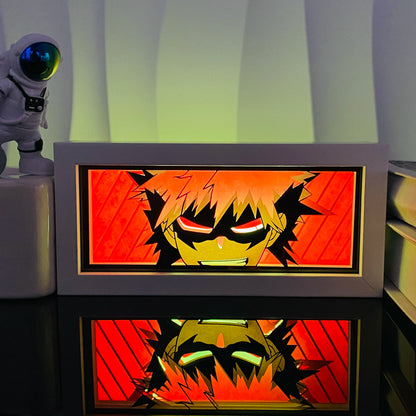 Handgefertigte 3D-Anime-Lichtbox aus Holz