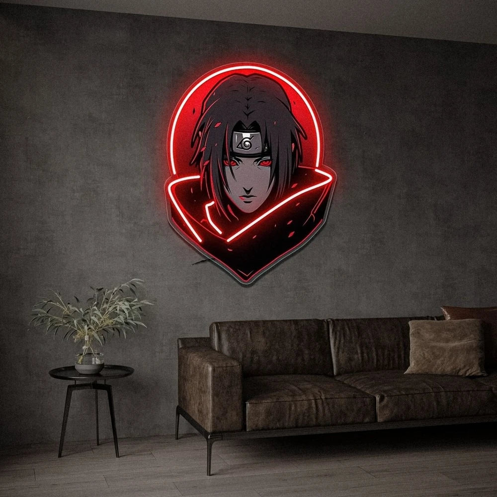 Naruto Itachi Uchiha Neon Light Sign USB Powered Dimmable LED Anime Wall Decor for Bedroom Gaming Room Decor Anime Fans Gift