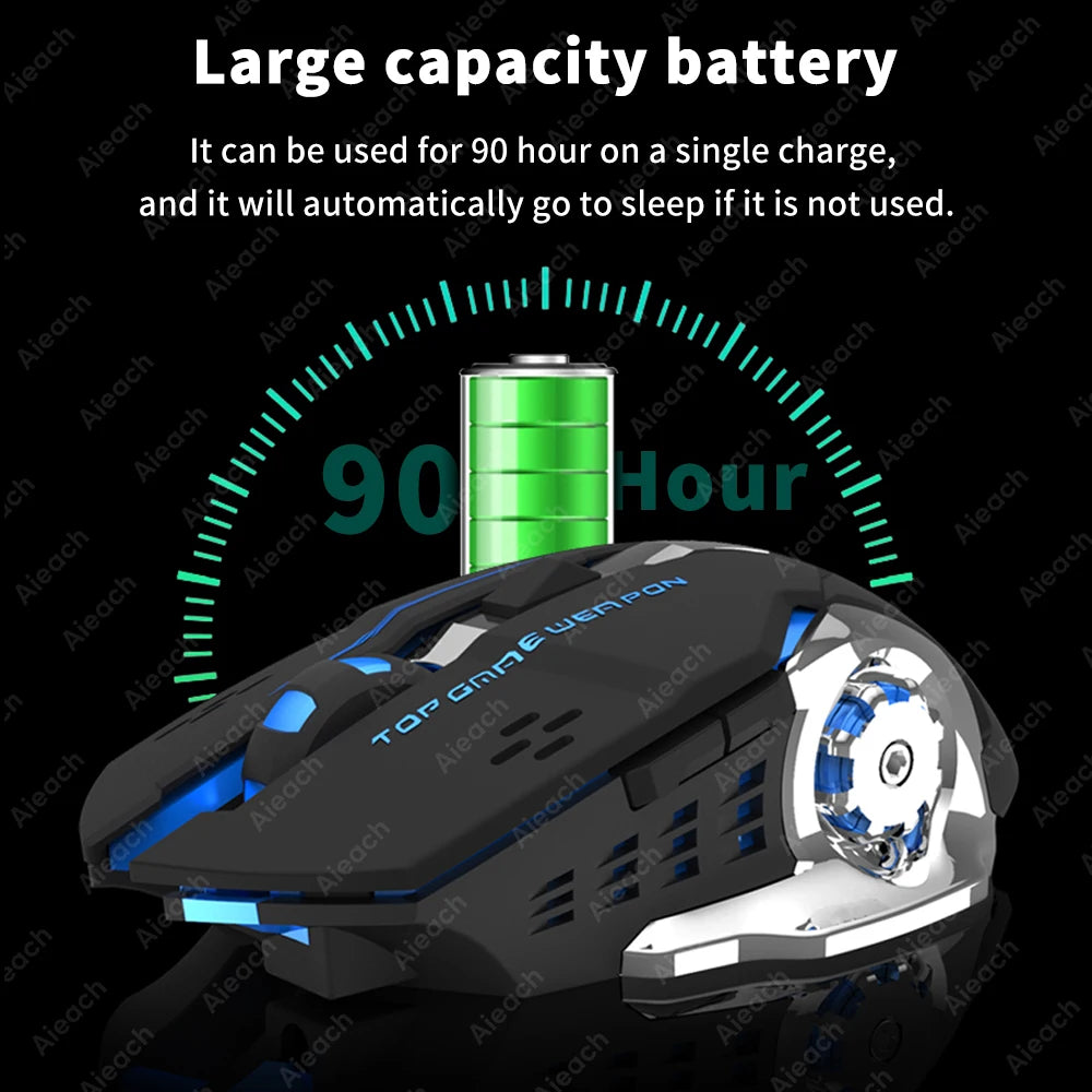 Kabellose Bluetooth Gaming Maus | 2.4G USB, Wiederaufladbar, RGB Beleuchtung