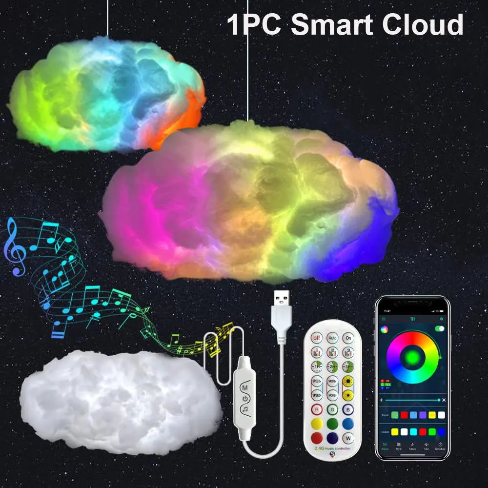 3D Gewitterwolke LED Nachtlicht | USB, RGB Strip, Gaming Zimmer Dekoration