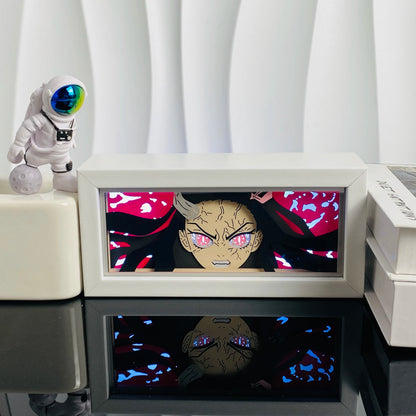 Handgefertigte 3D-Anime-Lichtbox aus Holz