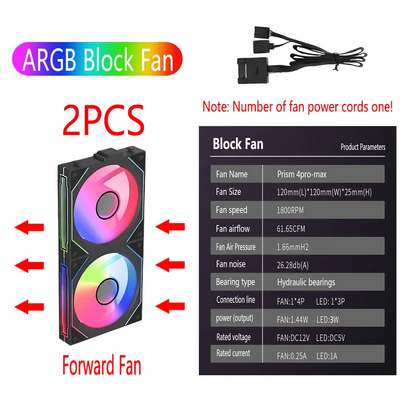 PC Gehäuselüfter 120mm ARGB Mirror | 4-Pin PWM, 58,36 CFM, Wasserkühlung