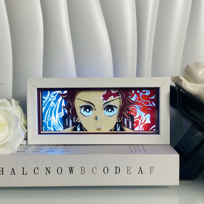 Handgefertigte 3D-Anime-Lichtbox aus Holz