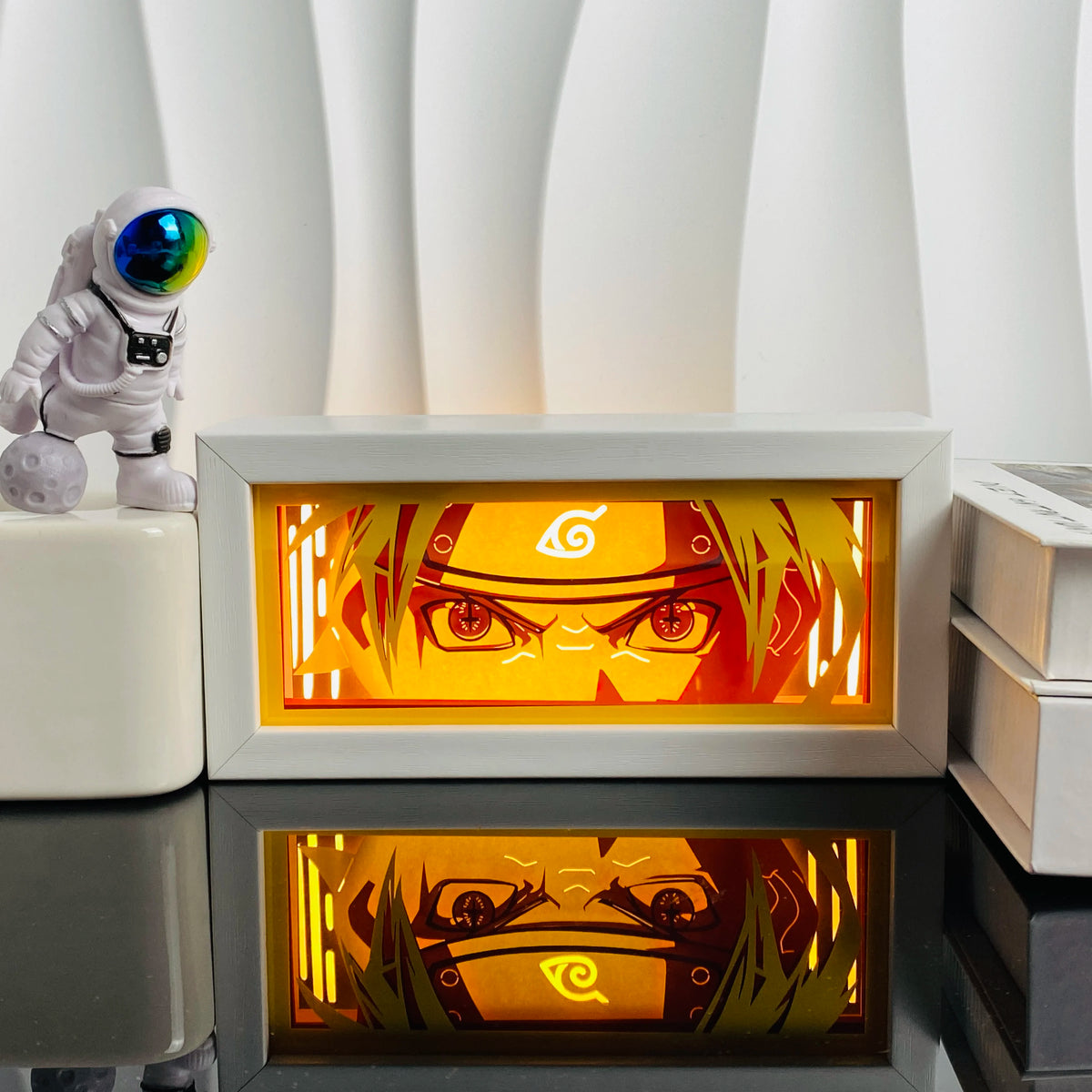 Handgefertigte 3D-Anime-Lichtbox aus Holz