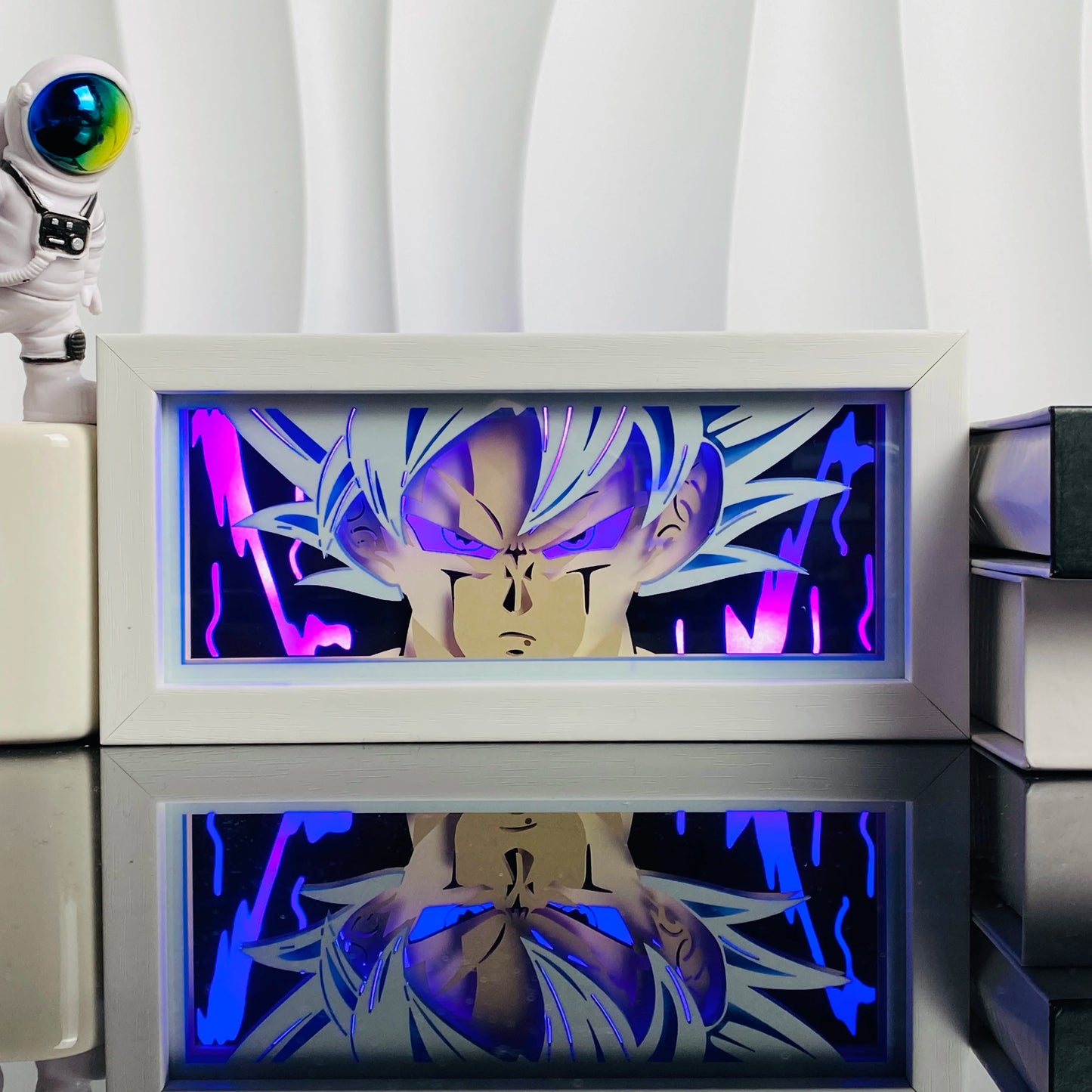 Handgefertigte 3D-Anime-Lichtbox aus Holz