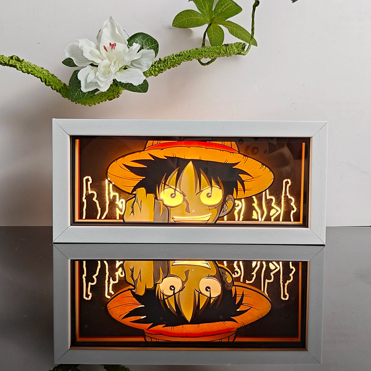 Handgefertigte 3D-Anime-Lichtbox aus Holz