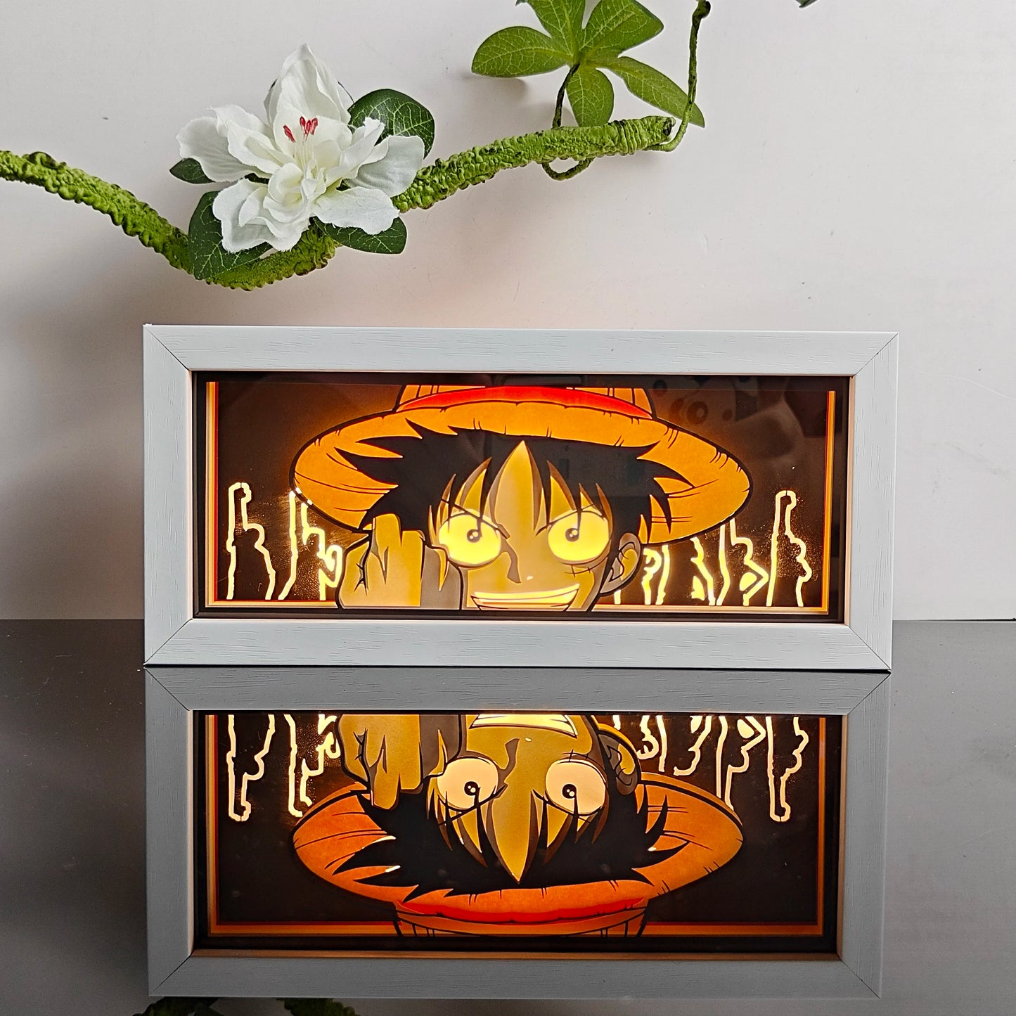 Handgefertigte 3D-Anime-Lichtbox aus Holz