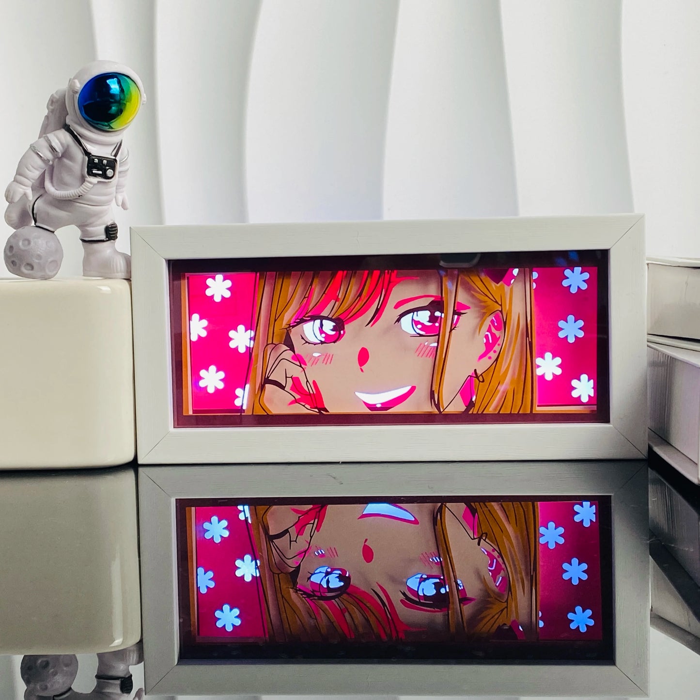 Handgefertigte 3D-Anime-Lichtbox aus Holz