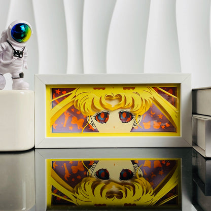 Handgefertigte 3D-Anime-Lichtbox aus Holz