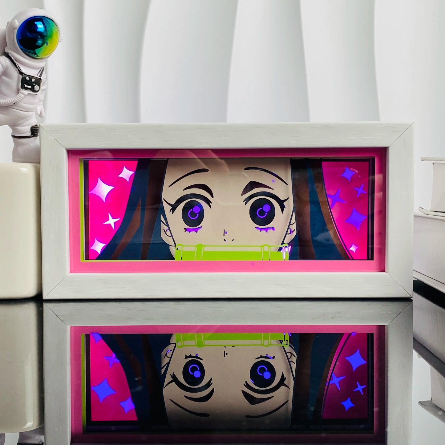Handgefertigte 3D-Anime-Lichtbox aus Holz