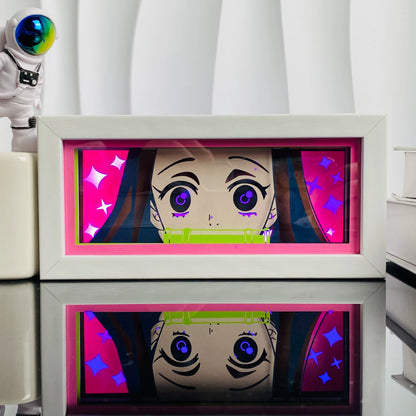 Handgefertigte 3D-Anime-Lichtbox aus Holz