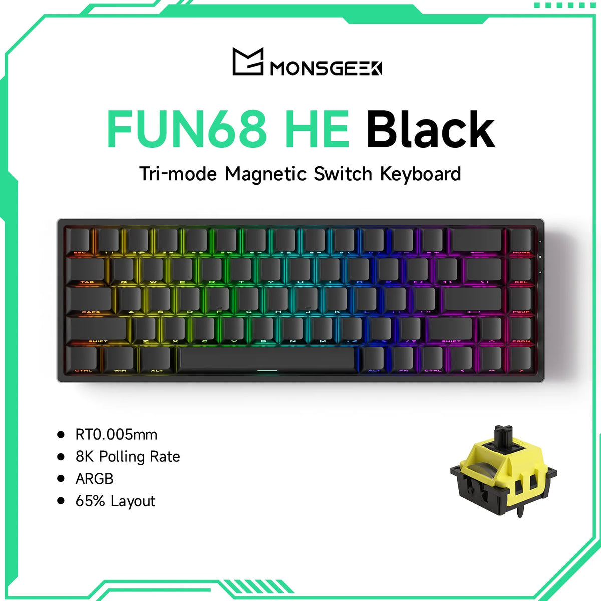 Akko MonsGeek FUN68 FUN60 PRO&MAX HE Magnetic Keyboard 60% 65% Gaming Keyboards Rapid Trigger 8K Custom Keyboard Gamer Esports