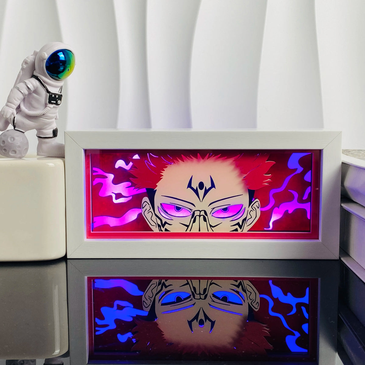 Handgefertigte 3D-Anime-Lichtbox aus Holz