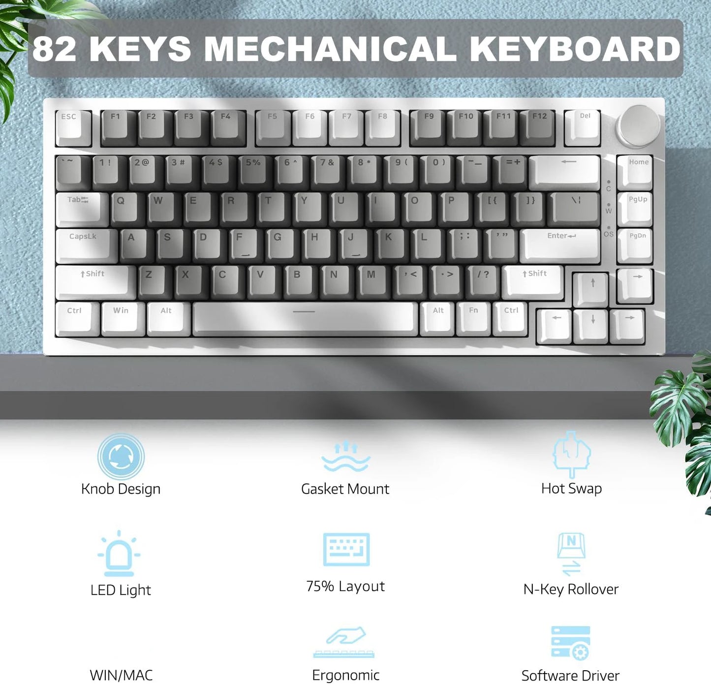 AJAZZ AK820 Mechanische Gaming Tastatur – Kabelgebunden, Hot-Swap, RGB Beleuchtung