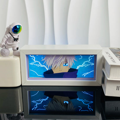 Handgefertigte 3D-Anime-Lichtbox aus Holz